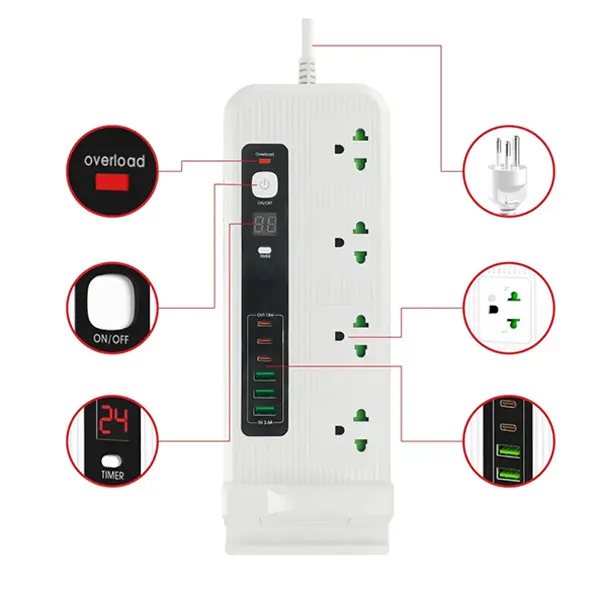 چند راهی برق و شارژر V-Smart مدل VS-320